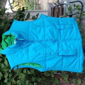 AEROPOSTALE quilted down puffer vest. Blue/Green lining  Size LG. EUC